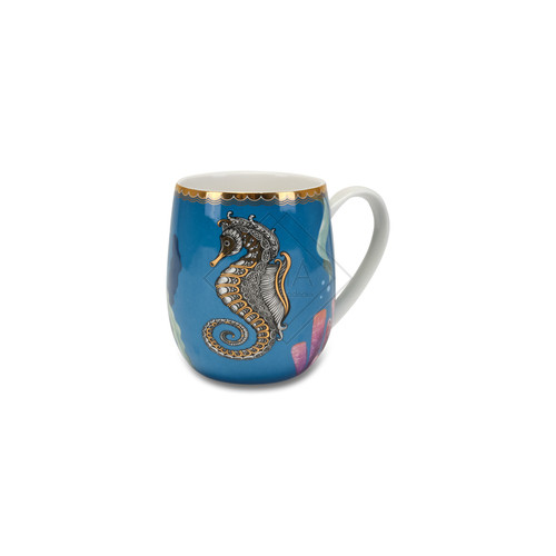 MUG CAVALLUCCIO IN PORCELLANA DECORO ANIMALIER CON FIORI SUL RETRO